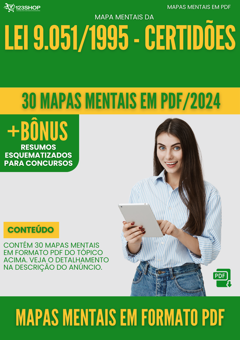 Mapas Mentais da Lei 9.051/1995 - Certidões | loja123shop