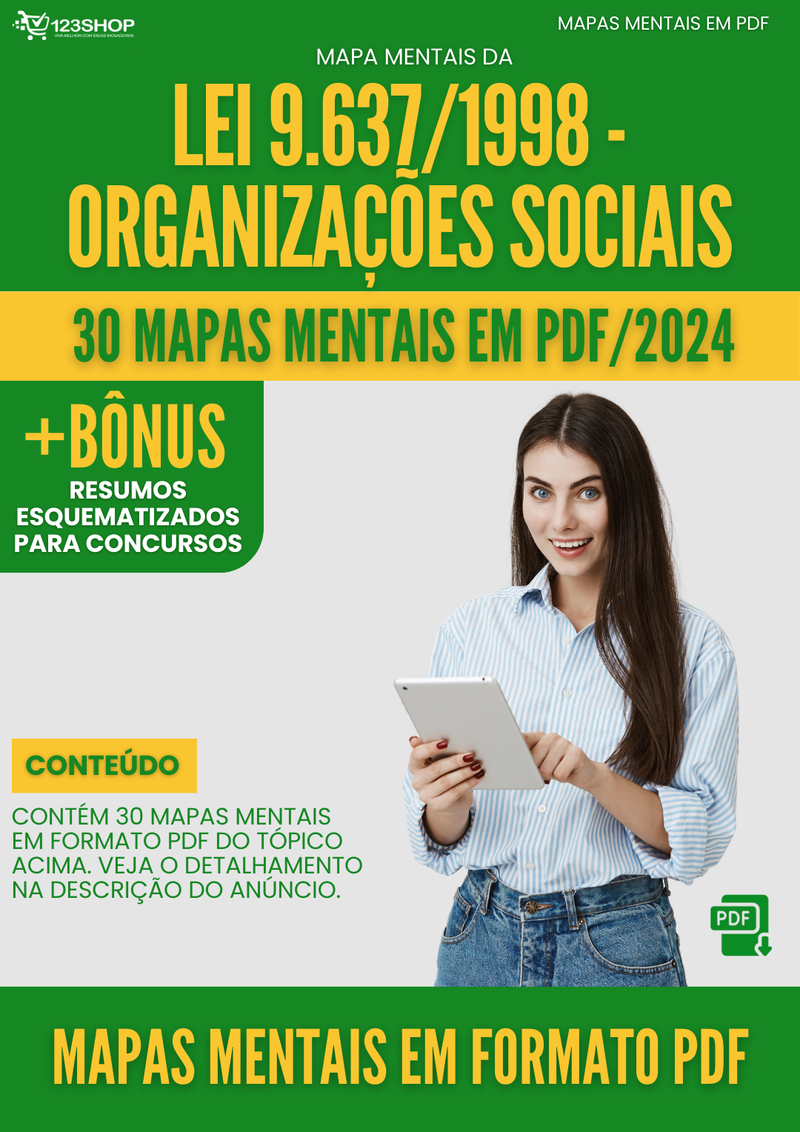 Mapas Mentais da Lei 9.637/1998 - Organizações Sociais | loja123shop
