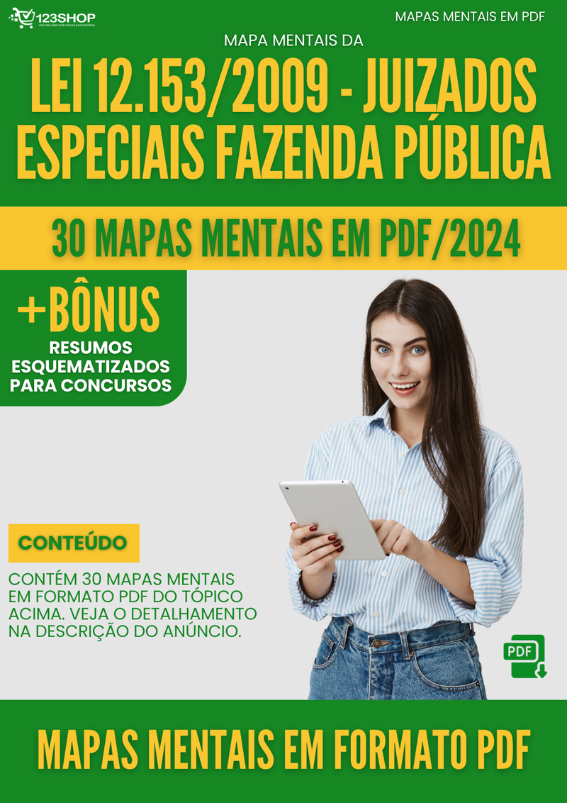 Mapas Mentais da Lei 12.153/2009 - Juizados Especiais Fazenda Pública | loja123shop