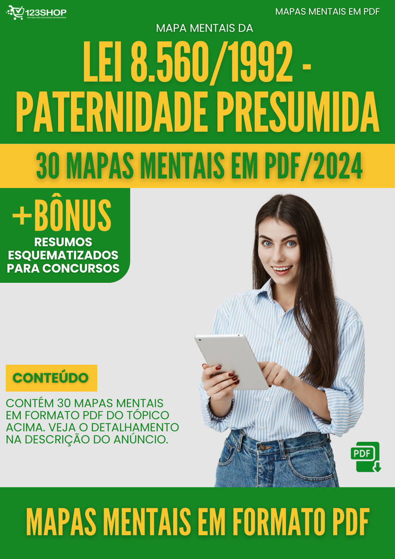 Mapas Mentais da Lei 8.560/1992 - Paternidade Presumida | loja123shop