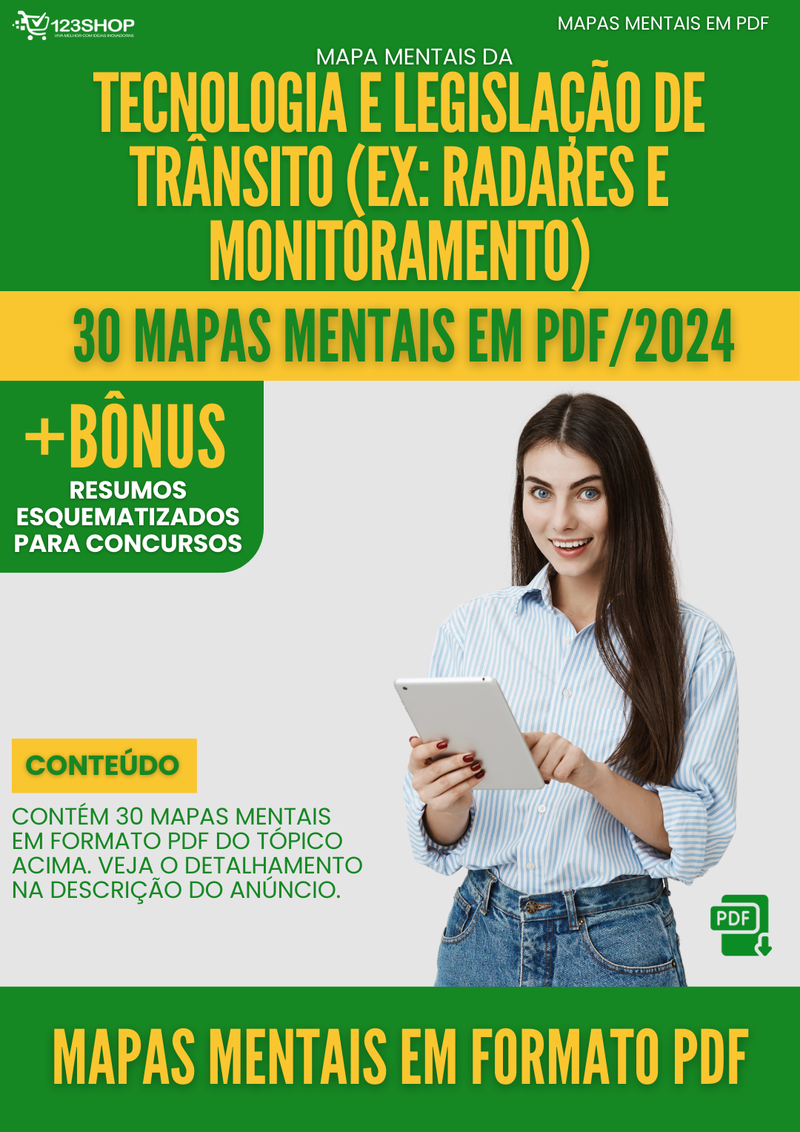 Mapas Mentais de Tecnologia E Legislação De Trânsito (Ex: Radares E Monitoramento) | loja123shop