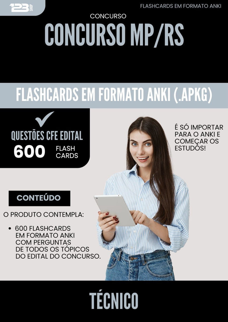 Flashcards para Concurso Tecnico Mp Rs 2025 - 600 Flashcards de Acordo com Edital