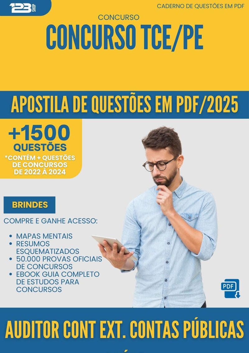 Apostila de Questões para Concurso Auditor Controle Externo Contas Publicas da Prefeitura Saude Tce Pe 2025 - Mais de 1.500 Questões