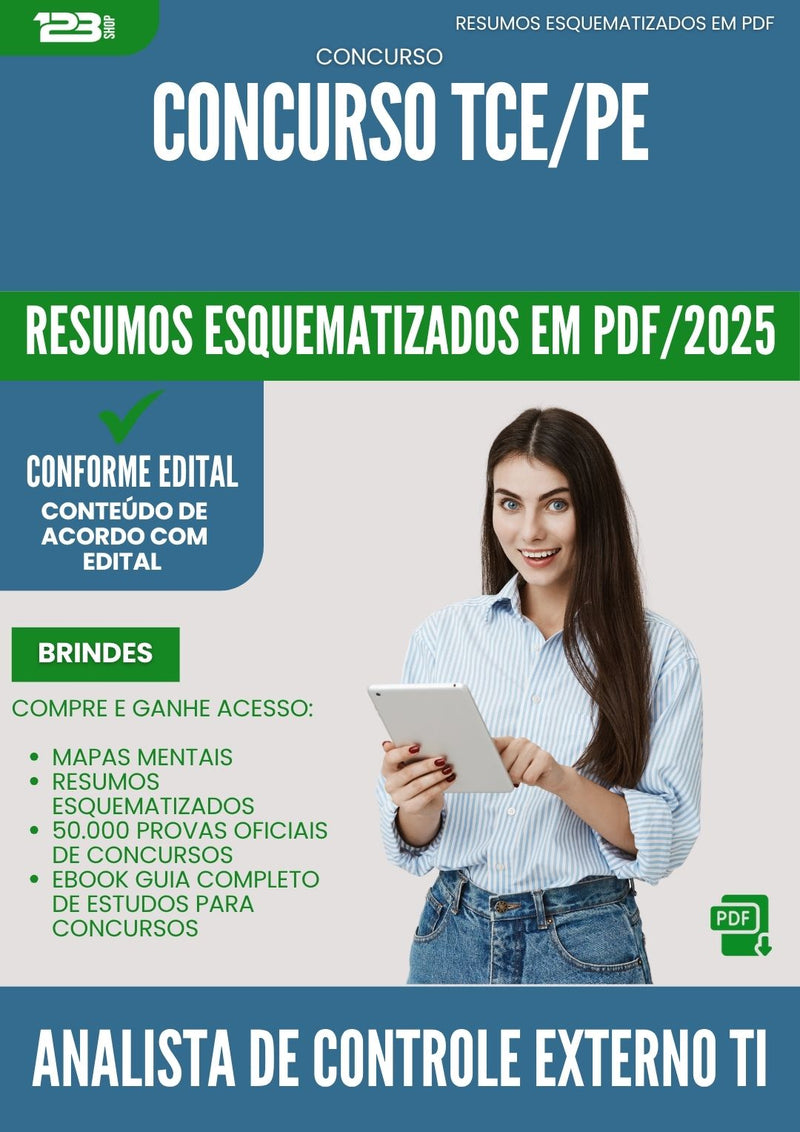 Resumos Esquematizados para Concurso Apostila Analista De Controle Externo Ti Tce Pe 2025 - Conteúdo de Acordo com Edital