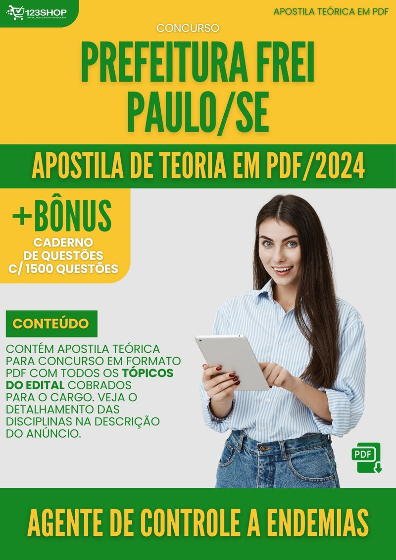 Apostila Teórica para Concurso Prefeitura Frei Paulo SE 2024 Agente De Controle A Endemias - Com Caderno de Questões