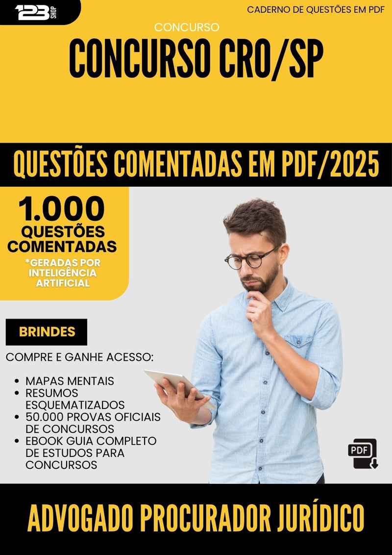 1000 Questões Comentadas para Concurso Advogado Procurador Juridico Cro Sp 2025 - 1000 Questões
