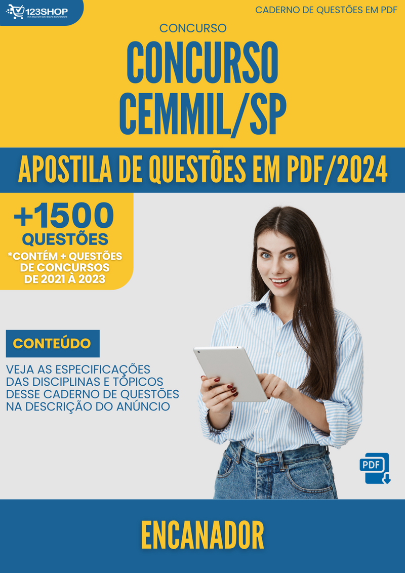 Apostila de Questões para Concurso da CEMMIL/SP 2024 para Encanador - Mais de 1.500 Questões | loja123shop