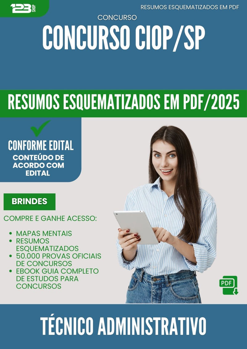Resumos Esquematizados para Concurso Ciop Sp 2025 Tecnico Administrativo - Conteúdo de Acordo com Edital