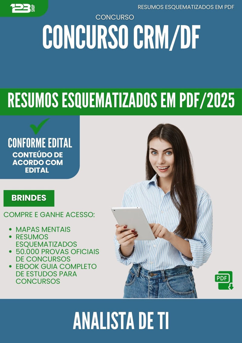 Resumos Esquematizados para Concurso Analista De Ti Crm Df 2025 - Conteúdo de Acordo com Edital