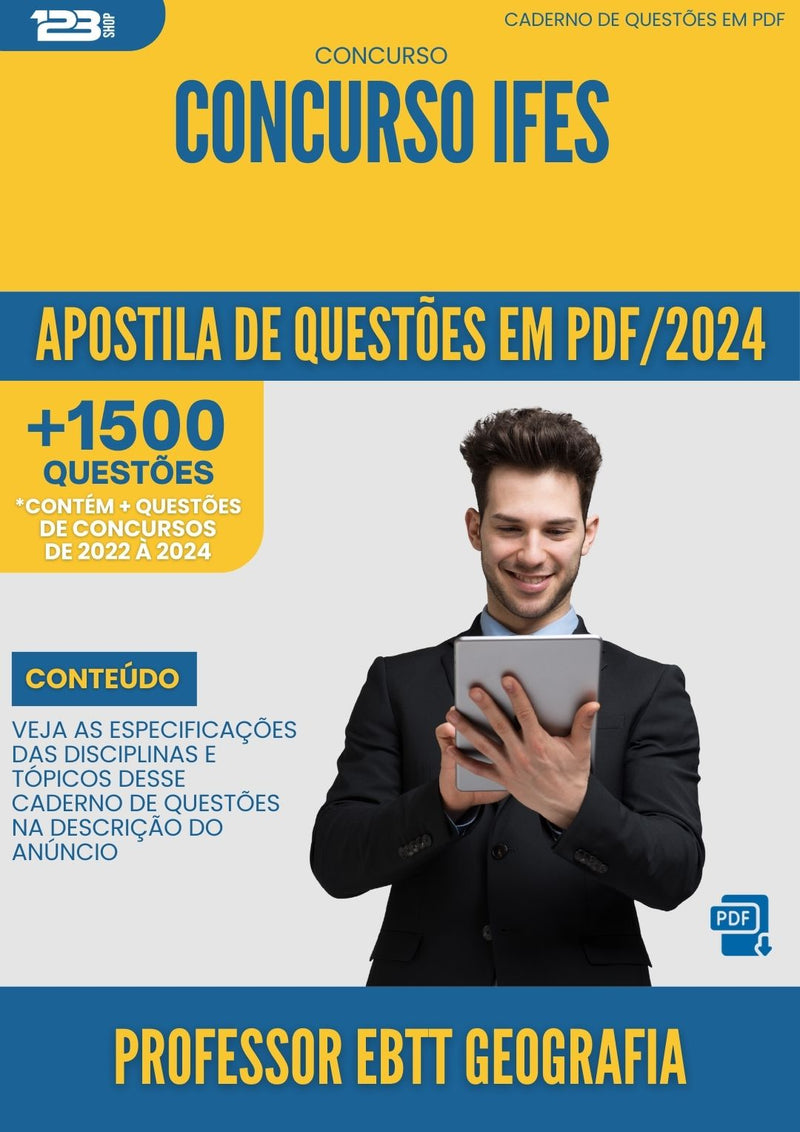 Apostila de Questões para Concurso IFES 2024 Professor EBTT Geografia - Mais de 1.500 Questões
