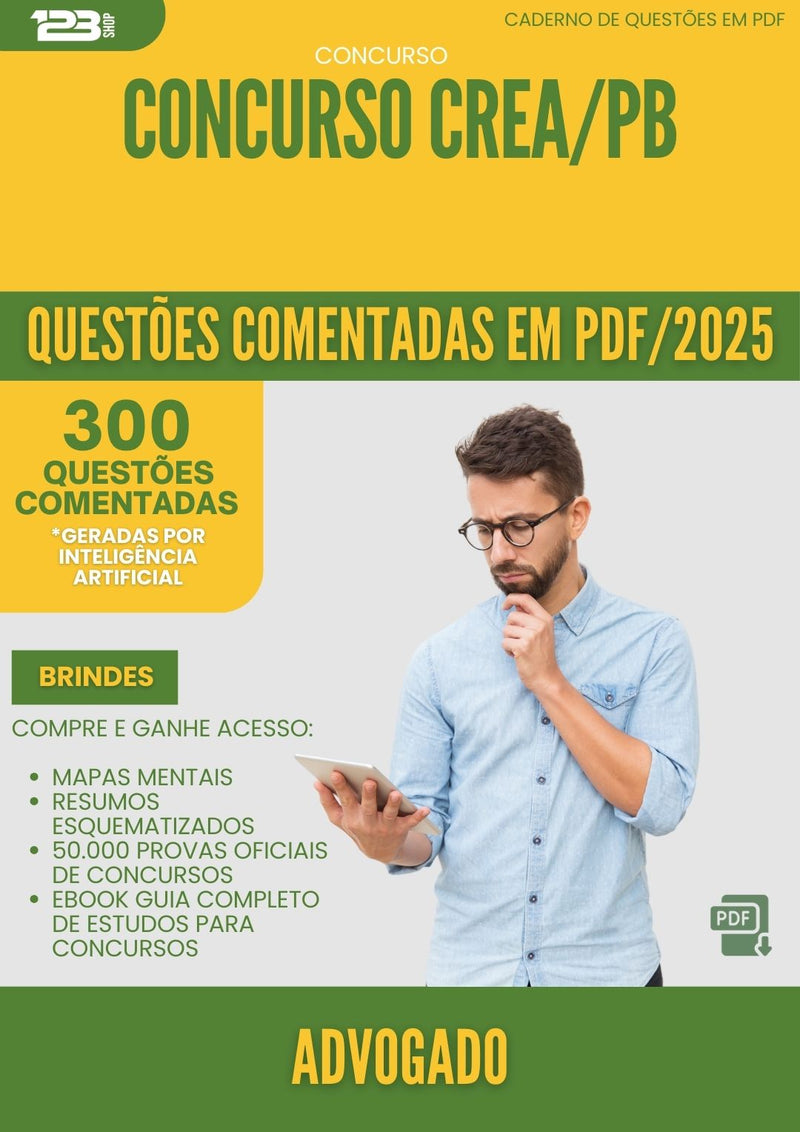 1000 Questões Comentadas para Concurso Advogado Crea Pb 2025 - 400 Questões