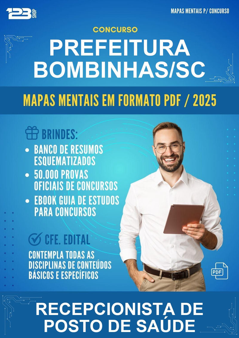 Mapas Mentais para o Concurso Prefeitura Bombinhas/SC para Recepcionista de Posto de Saúde