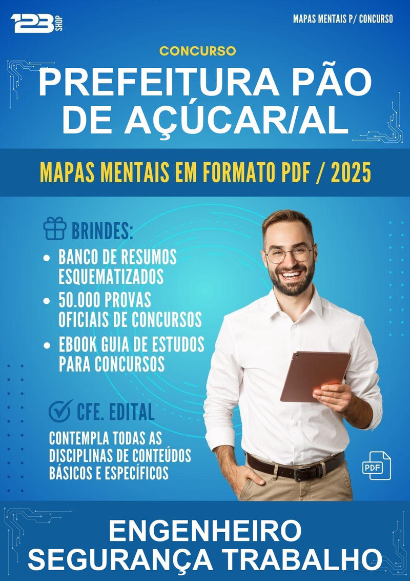 Mapas Mentais para o Concurso Prefeitura Pão de Açúcar/AL para Engenheiro Segurança Trabalho