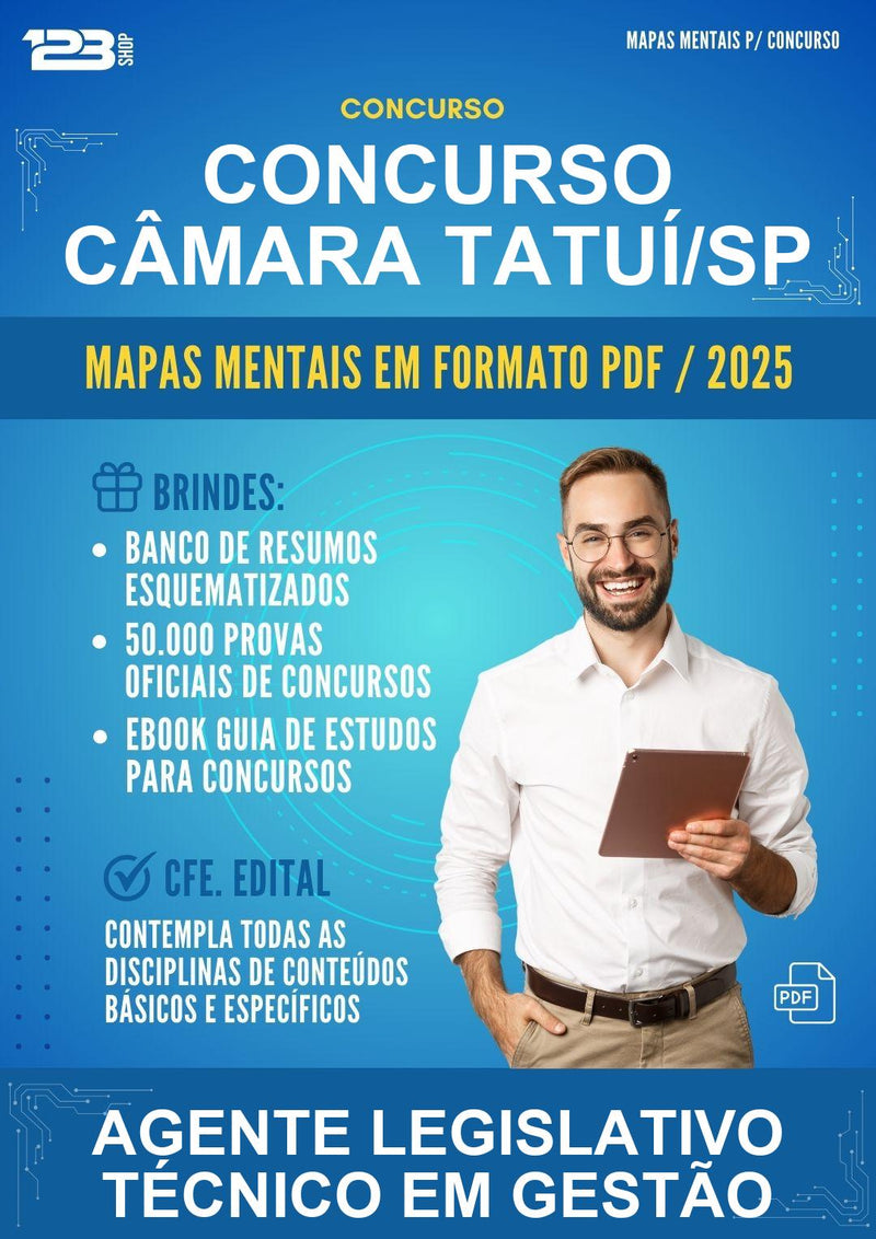 Mapas Mentais para o Concurso Câmara Tatuí/SP para Agente Legislativo Técnico Em Gestão