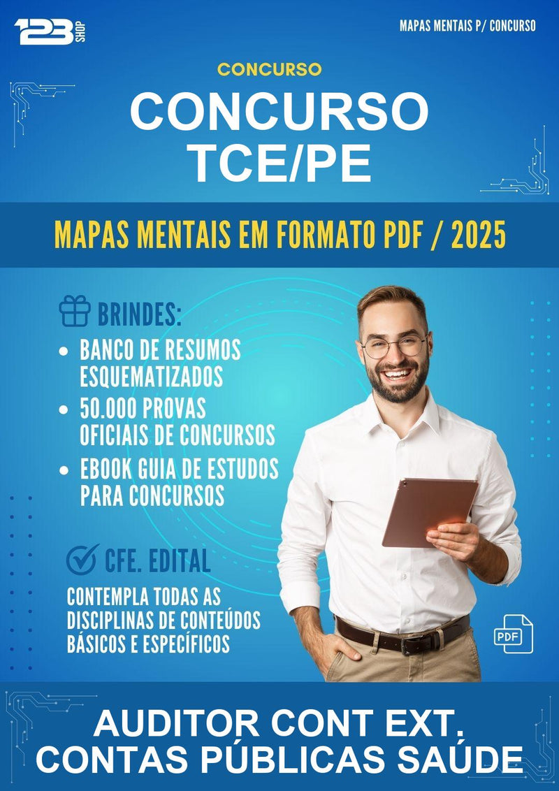 Mapas Mentais para o Concurso Tce/PE para Auditor Cont Ext. Contas Públicas Saúde