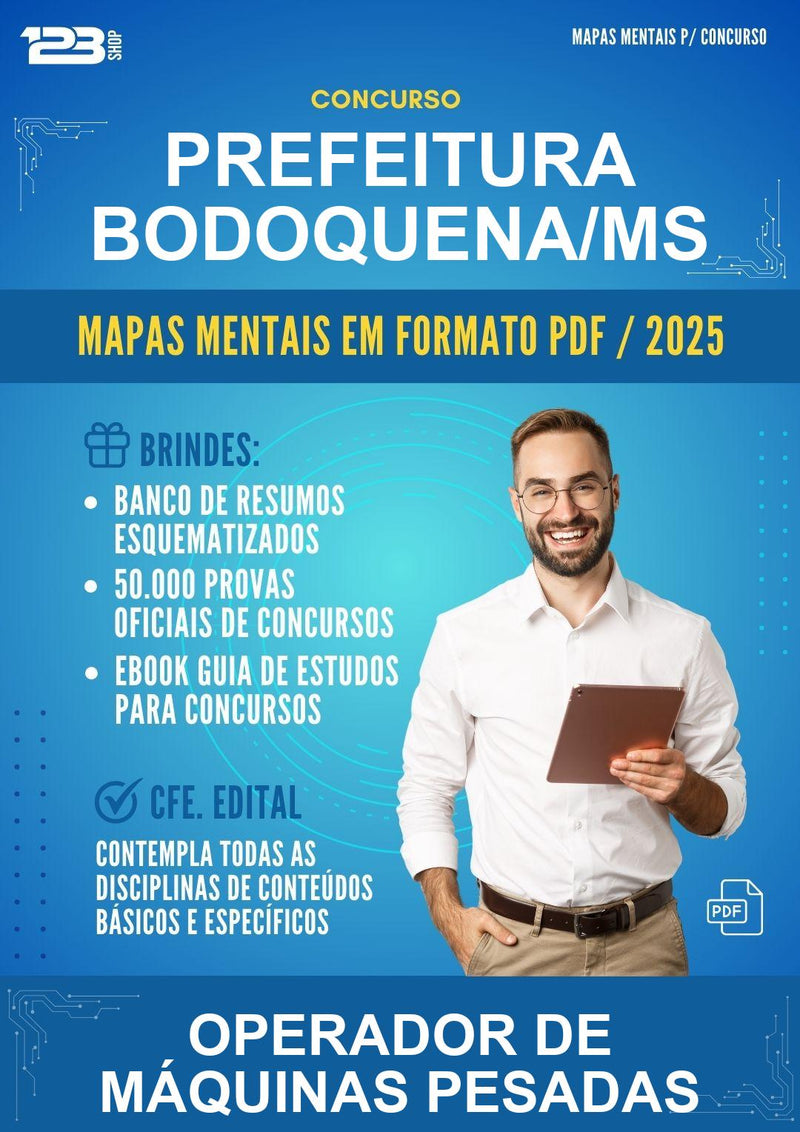 Mapas Mentais para o Concurso Prefeitura Bodoquena/MS para Operador de Máquinas Pesadas