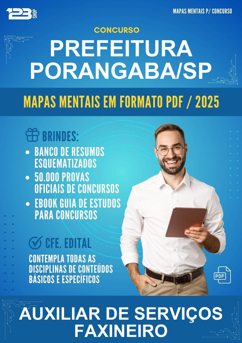 Mapas Mentais para o Concurso Prefeitura Porangaba/SP para Auxiliar de Serviços Faxineiro