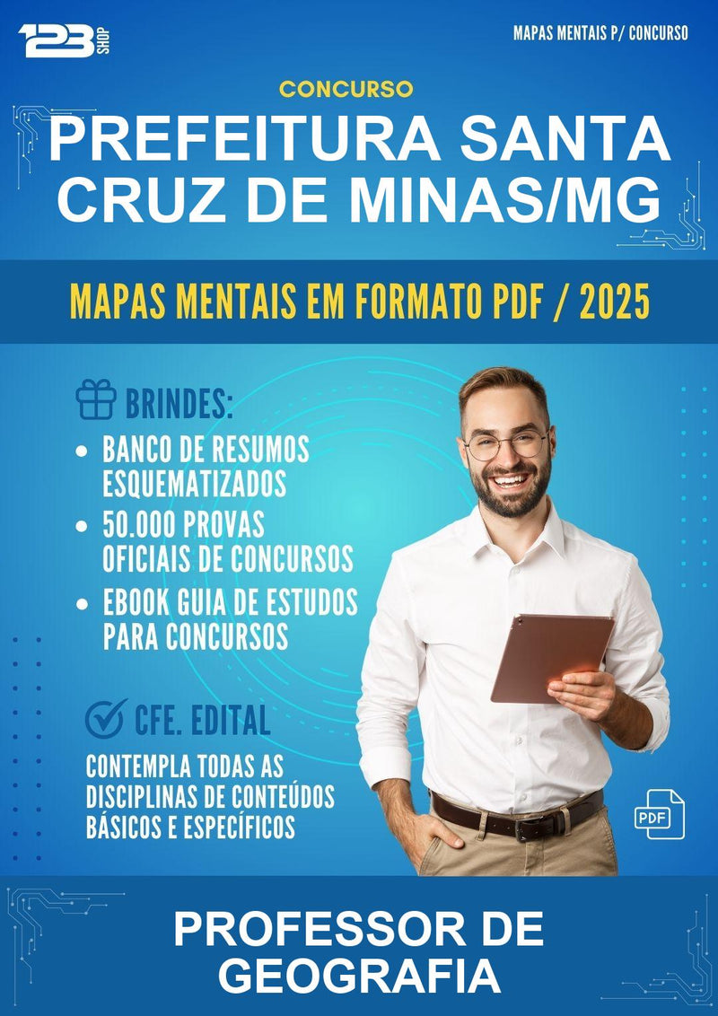Mapas Mentais para o Concurso Prefeitura Santa Cruz de Minas/MG para Professor de Geografia
