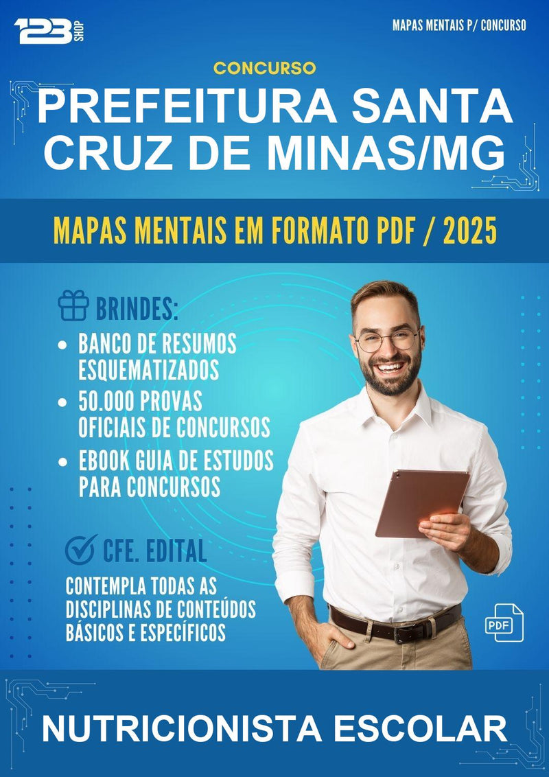 Mapas Mentais para o Concurso Prefeitura Santa Cruz de Minas/MG para Nutricionista Escolar