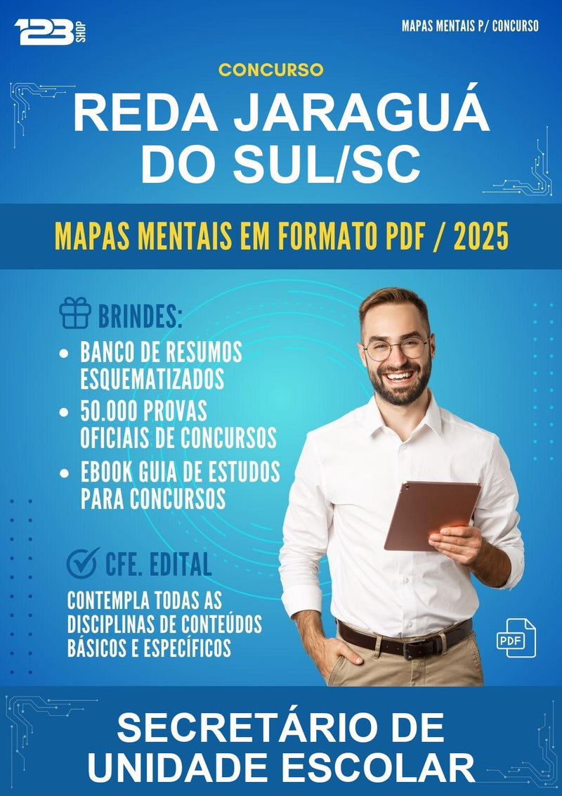 Mapas Mentais para o Concurso Reda Jaraguá do Sul/SC para Secretário de Unidade Escolar