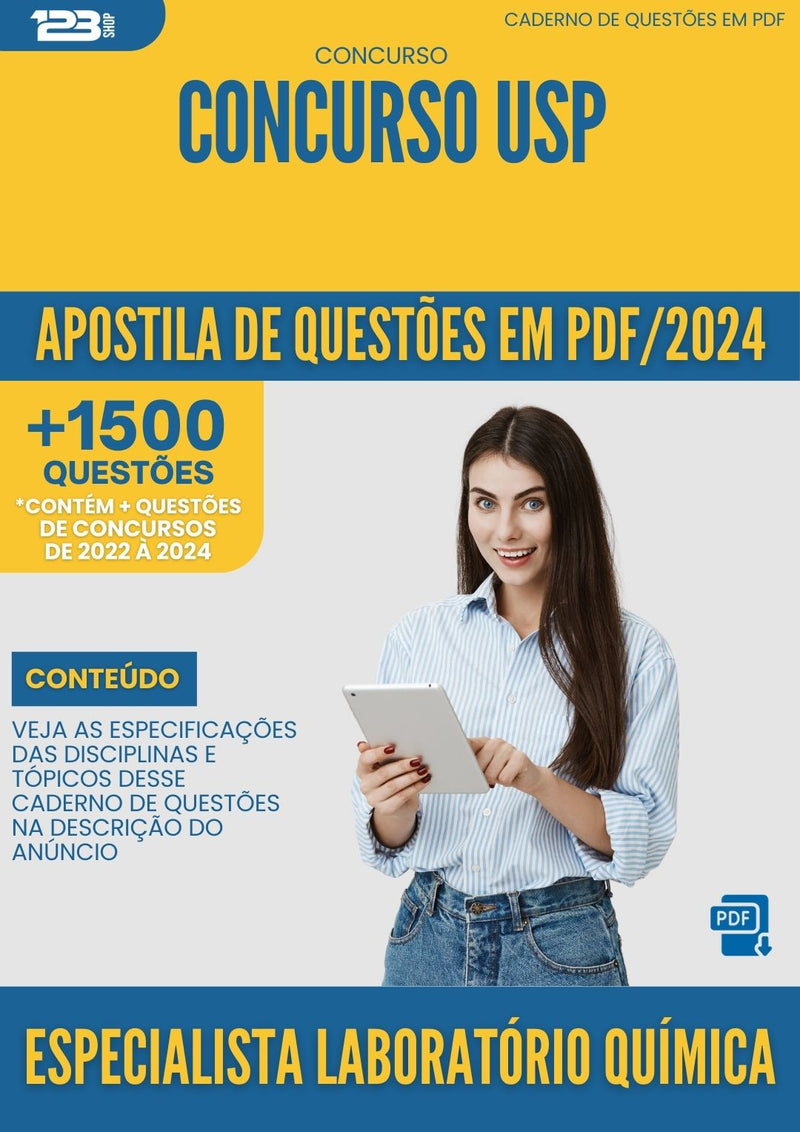 Apostila de Questões para Concurso USP 2024 Especialista Laboratório Química - Mais de 1.500 Questões