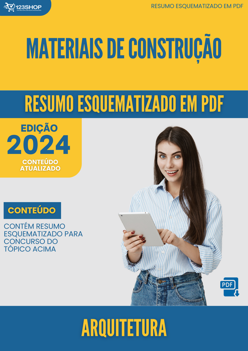 Resumo Esquematizado de Arquitetura Sobre Materiais De Construção para Concursos | loja123shop