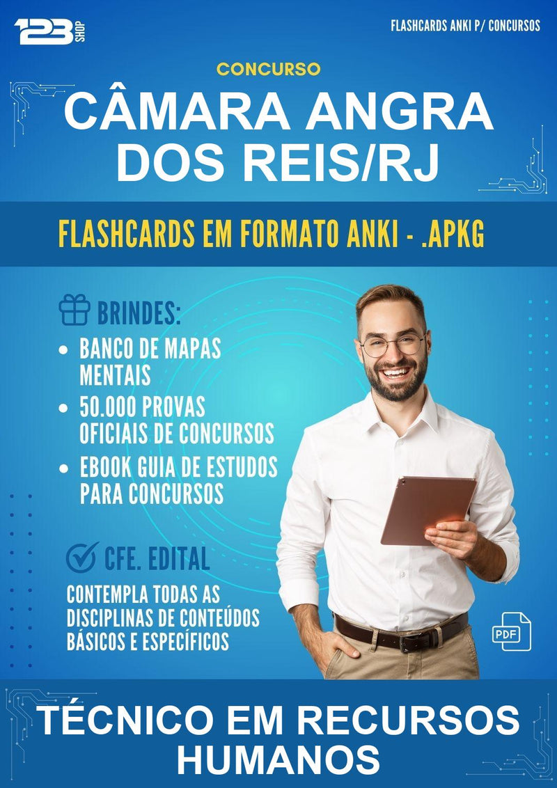 Flashcards Anki para o Concurso Câmara Angra dos Reis/RJ para Técnico Em Recursos Humanos - 1.500 Flashcards