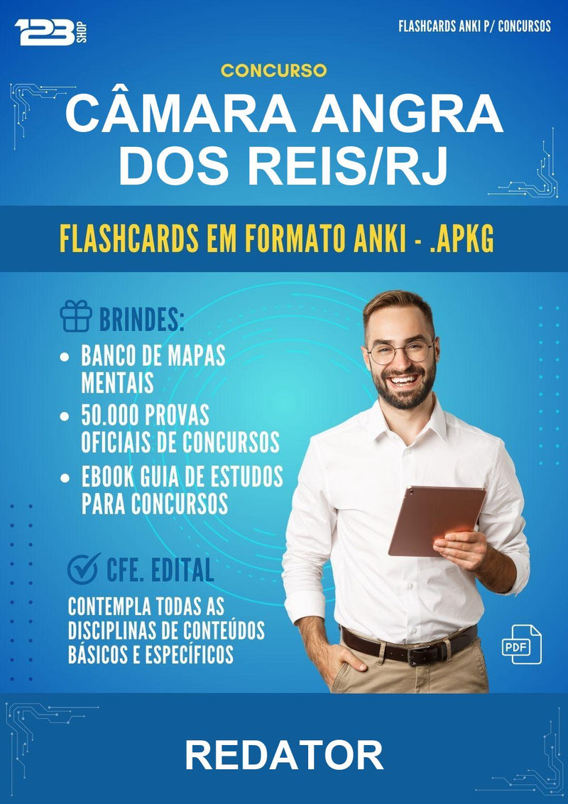 Flashcards Anki para o Concurso Câmara Angra dos Reis/RJ para Redator - 1.500 Flashcards