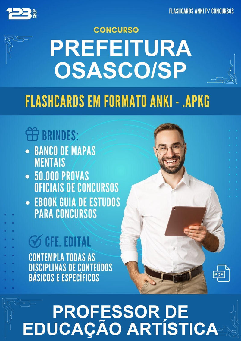 Flashcards Anki para o Concurso Prefeitura Osasco/SP para Professor de Educação Artística - 1.500 Flashcards