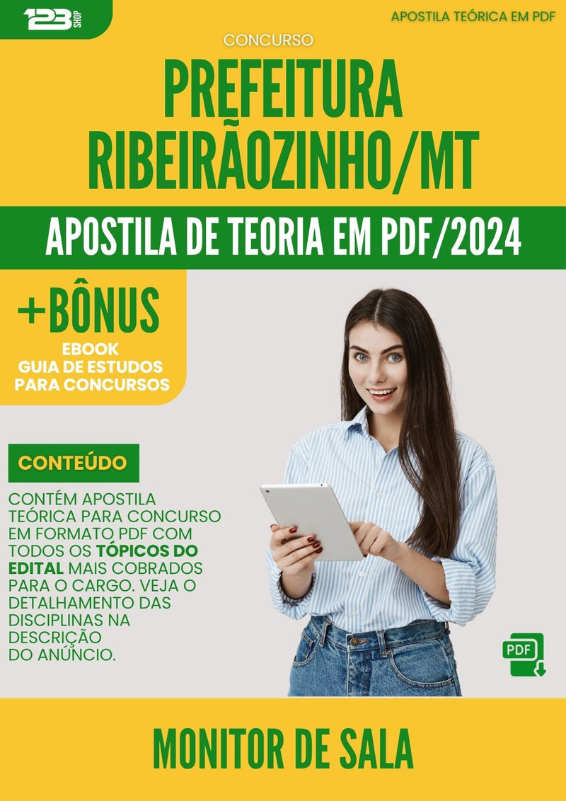 Apostila Teórica para Concurso Monitor De Sala da Prefeitura Ribeiraozinho Mt 2024 - Conteúdo de Acordo com Edital