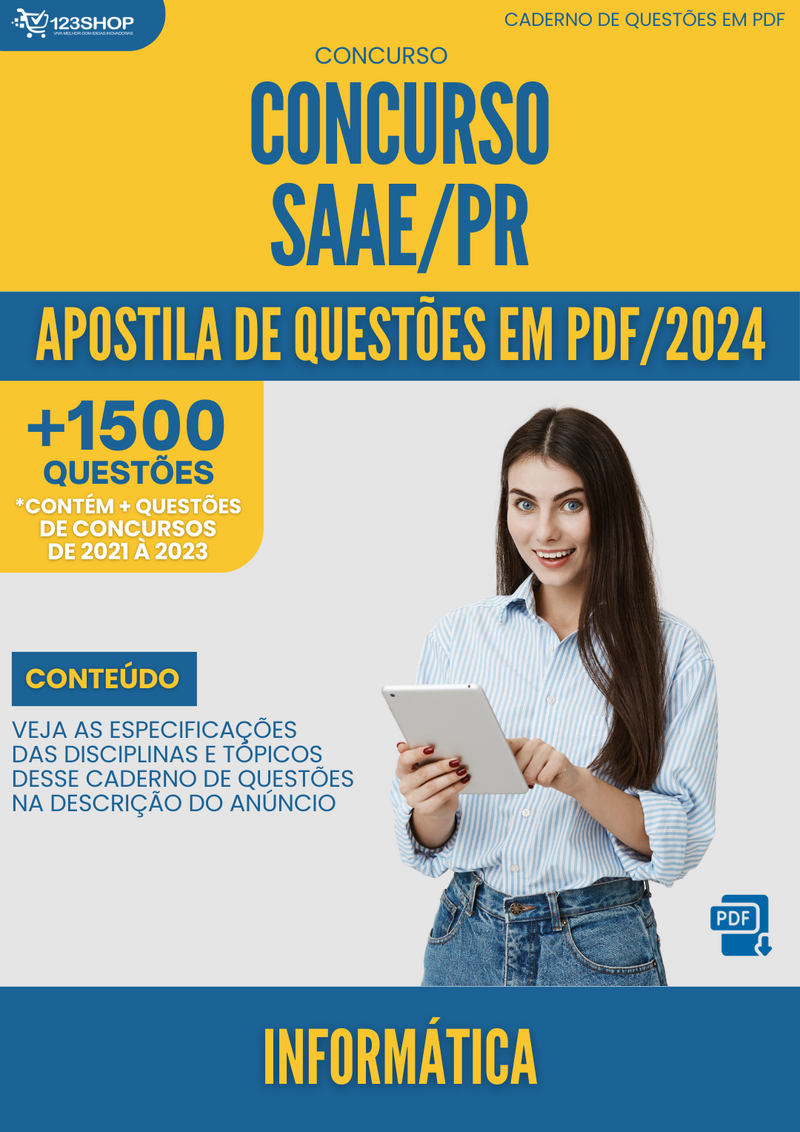 Apostila de Questões  SAAE Marechal Cândido Rondon PR 2024 An Informática - Mais de 1.500 Questões | loja123shop