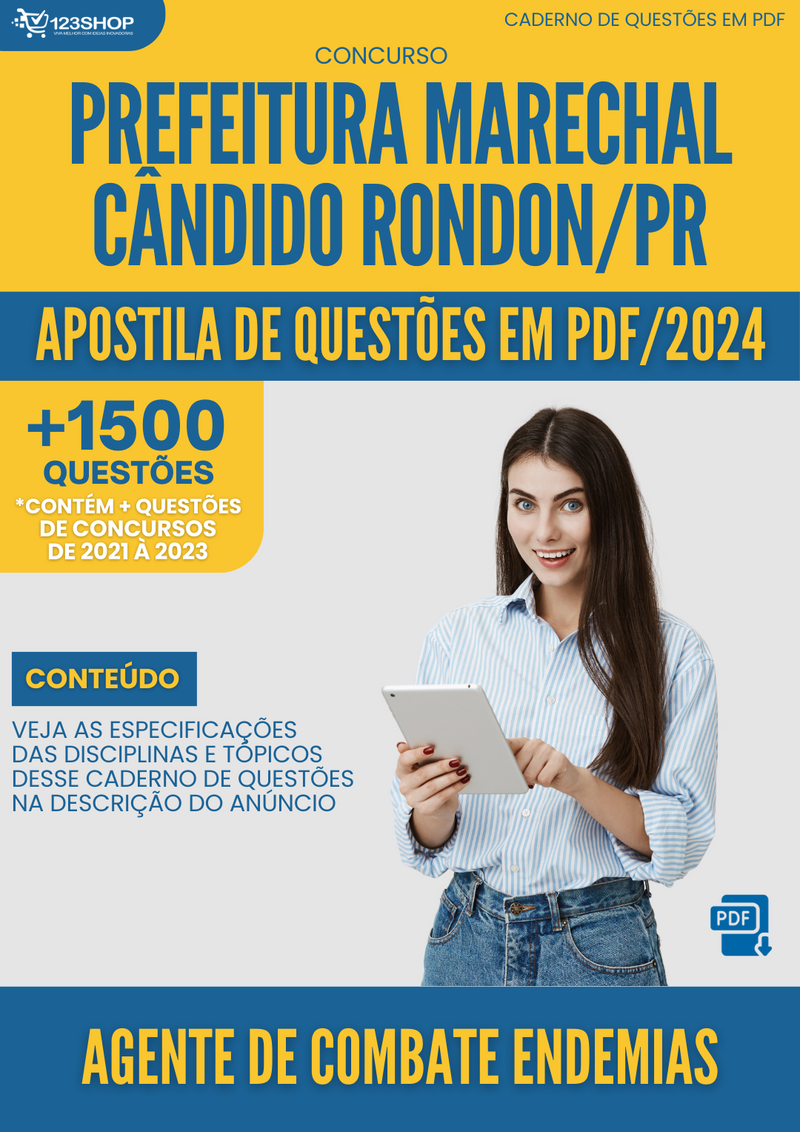 Apostila de Questões  Marechal Cândido Rondon PR 2024 Ag Comb Endemias - Mais de 1.500 Questões | loja123shop