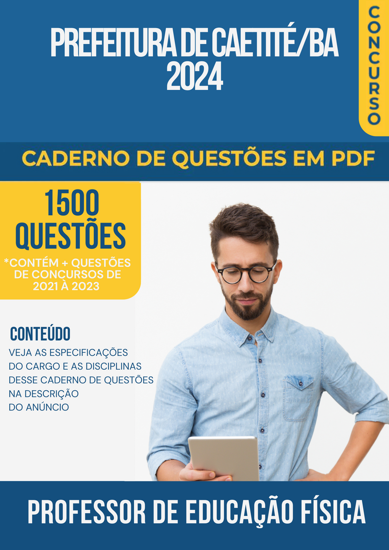 Apostila de Questões para Prefeitura Caetité/BA 2024 Professor de Educação Física - Mais de 1.500 Questões Gabaritadas | loja123shop