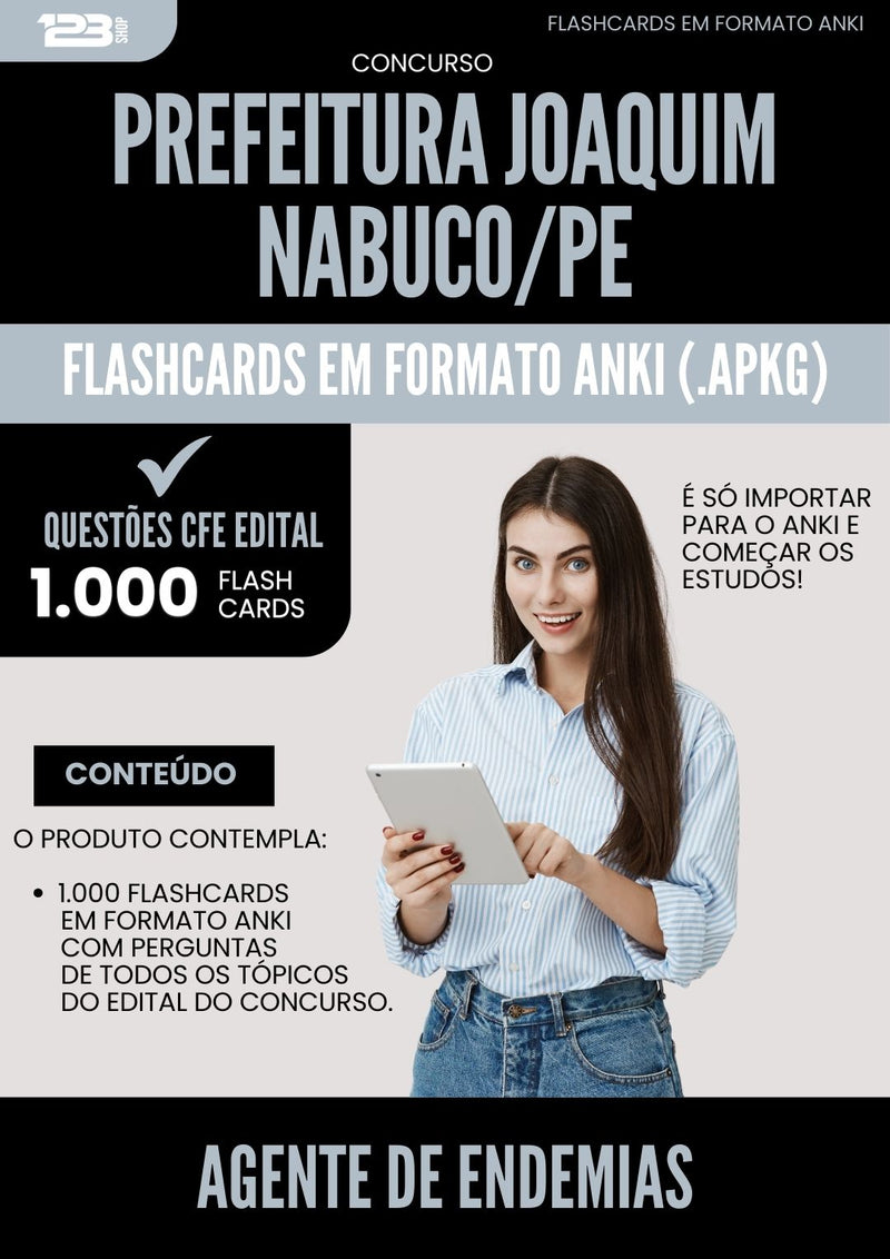 Flashcards para Concurso Agente De Endemias da Prefeitura Joaquim Nabuco Pe 2024 - 1.000 Flashcards de Acordo com Edital