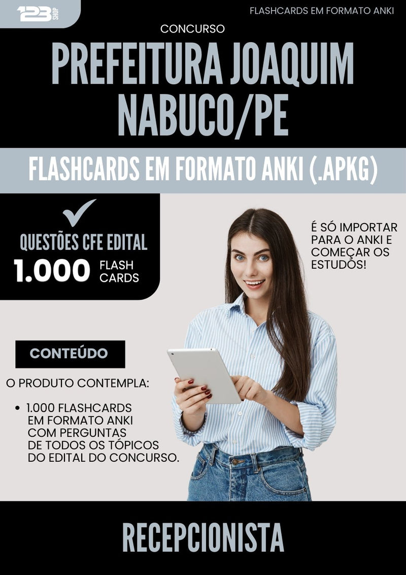 Flashcards para Concurso Recepcionista da Prefeitura Joaquim Nabuco Pe 2024 - 1.000 Flashcards de Acordo com Edital
