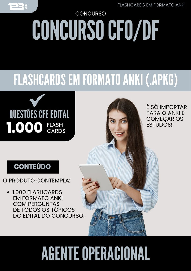 Flashcards para Concurso Agente Operacional Cfo Df 2024 - 1.000 Flashcards de Acordo com Edital