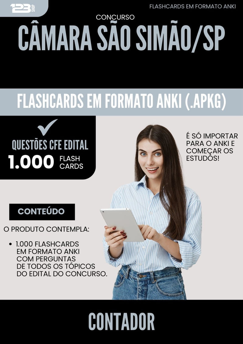Flashcards para Concurso Contador Camara da Prefeitura Sao Simao Sp 2024 - 1.000 Flashcards de Acordo com Edital