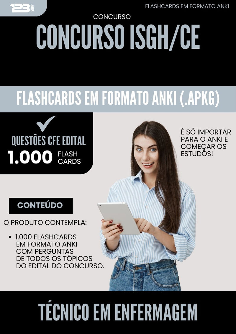 Flashcards para Concurso Tecnico Em Enfermagem Isgh Ce 2024 - 1.000 Flashcards de Acordo com Edital
