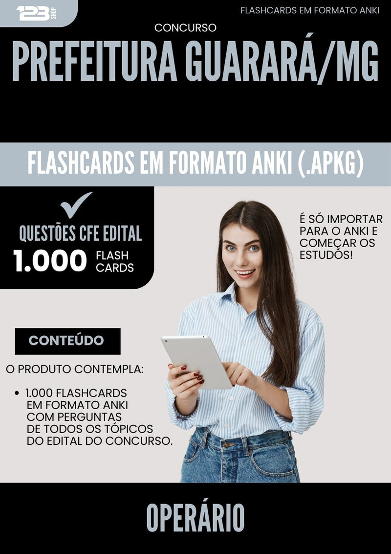 Flashcards para Concurso Operario da Prefeitura Guarara Mg 2024 - 1.000 Flashcards de Acordo com Edital