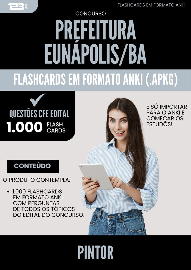 Flashcards para Concurso Pintor da Prefeitura Eunapolis Ba 2024 - 1.000 Flashcards de Acordo com Edital