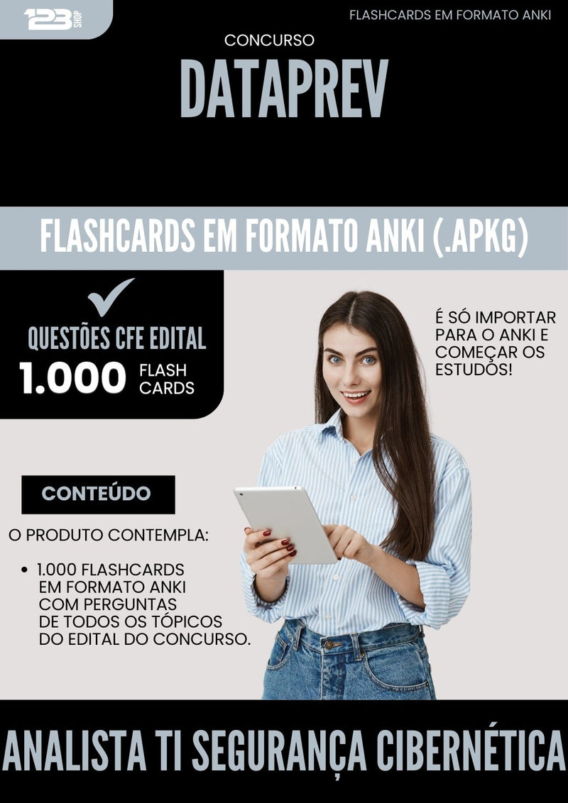 Flashcards para Concurso Analista Ti Seguranca Cibernetica Dataprev 2024 - 1.000 Flashcards de Acordo com Edital