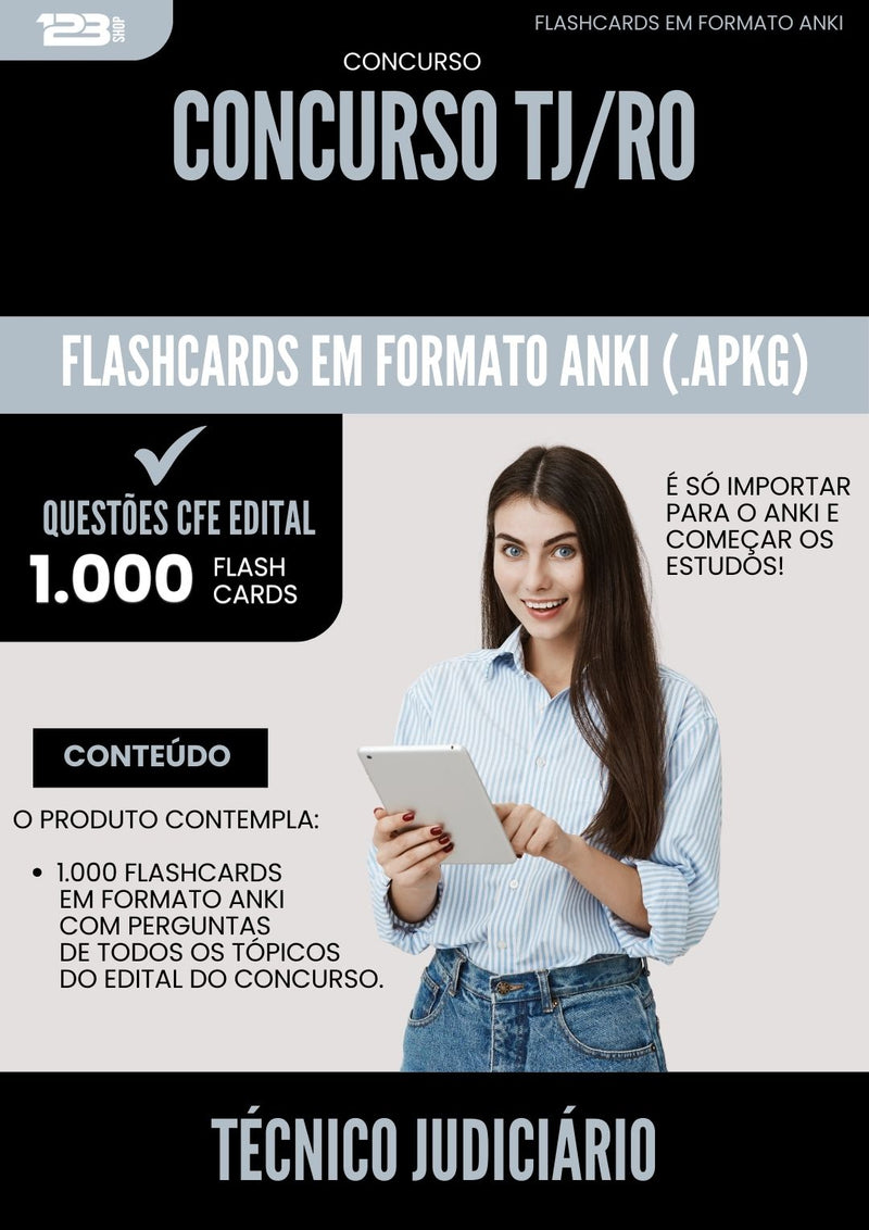 Flashcards para Concurso Tecnico Judiciario Tj Ro 2024 - 1.000 Flashcards de Acordo com Edital
