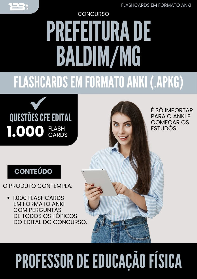 Flashcards para Concurso Professor De Educacao Fisica da Prefeitura Baldim Mg 2025 - 1.000 Flashcards de Acordo com Edital