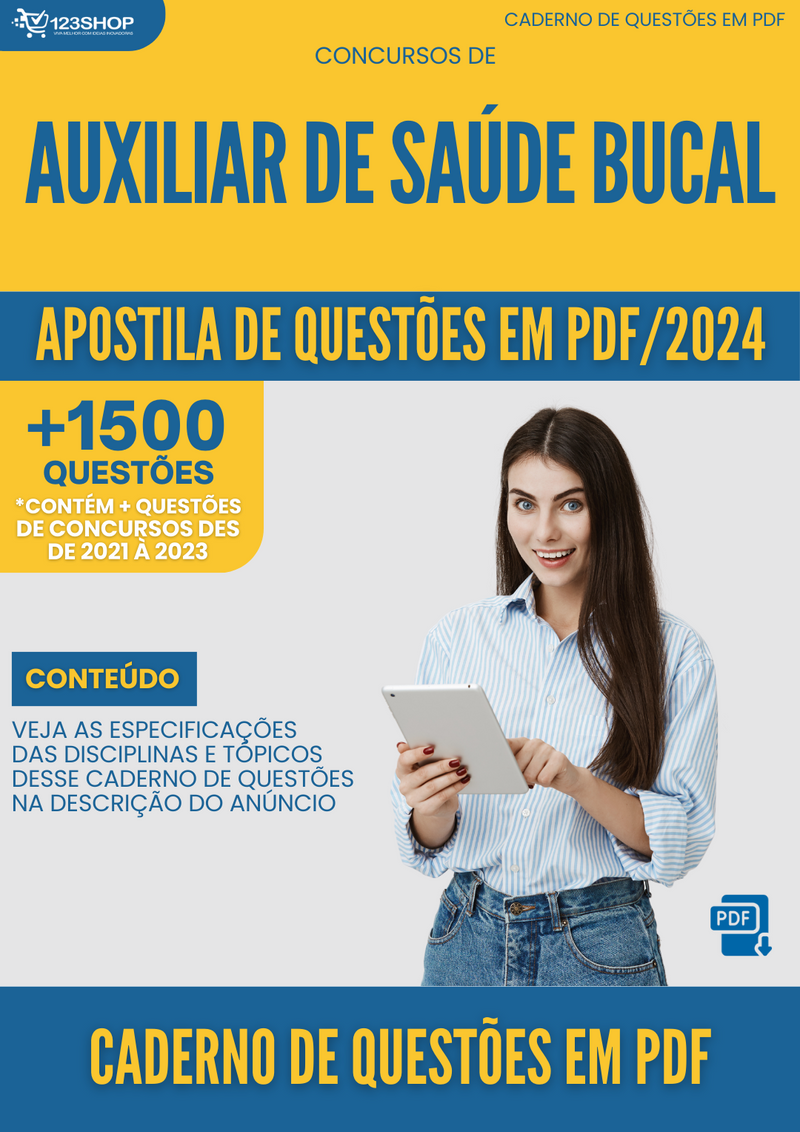 Caderno de Questões de Concursos de Auxiliar De Saúde Bucal | loja123shop