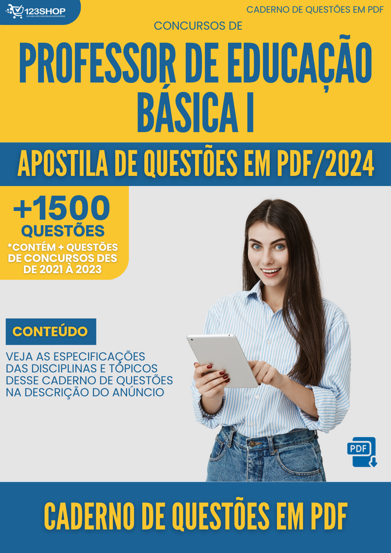 Caderno de Questões de Concursos de Professor De Educação Básica I | loja123shop