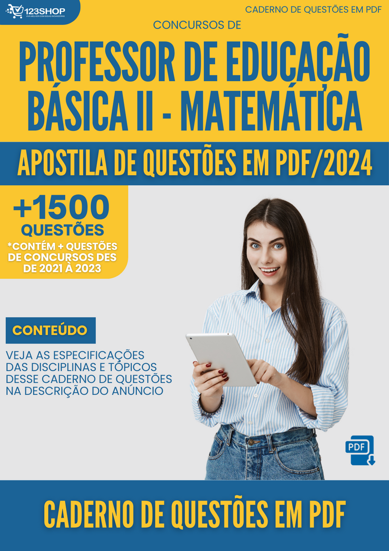 Caderno de Questões de Concursos de Professor De Educação Básica Ii - Matemática | loja123shop