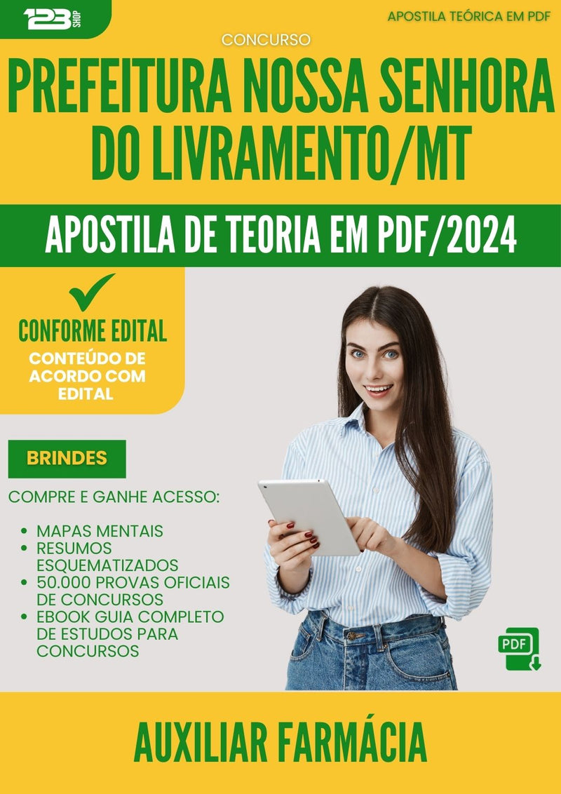 Apostila Teórica para Concurso Auxiliar Farmacia Nossa Senhora Do da Prefeitura Livramento Mt 2024 - Conteúdo de Acordo com Edital