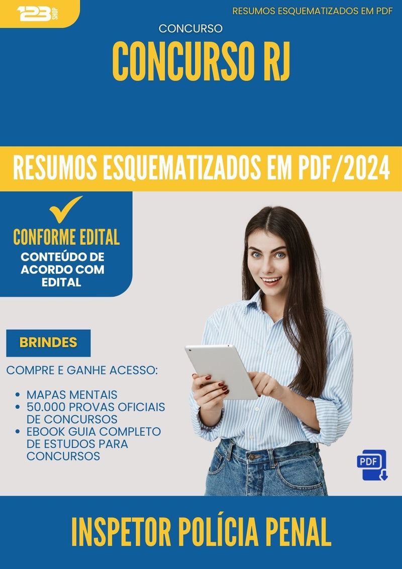 Resumos Esquematizados para Concurso Inspetor Policia Penal Rj 2024 - Conteúdo de Acordo com Edital