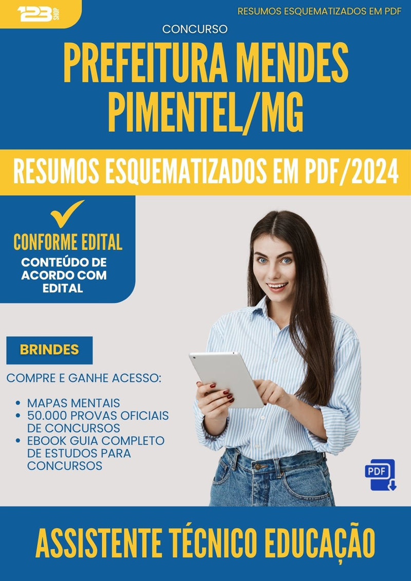 Resumos Esquematizados para Concurso Assistente Tecnico Educacao da Prefeitura Mendes Pimentel Mg 2025 - Conteúdo de Acordo com Edital