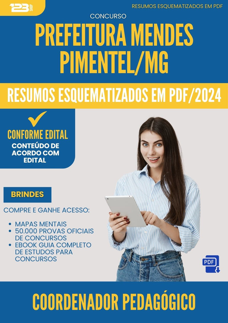 Resumos Esquematizados para Concurso Coordenador Pedagogico da Prefeitura Mendes Pimentel Mg 2025 - Conteúdo de Acordo com Edital